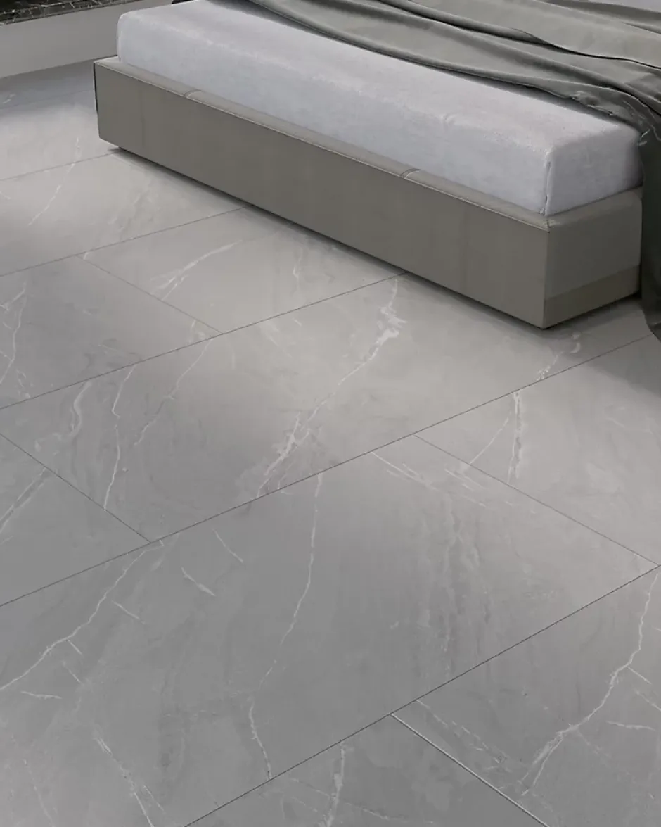 Limcaro Carrelage sol / mur effet marbre gris LAGOM GREY l.60 x L.120 cm Mat