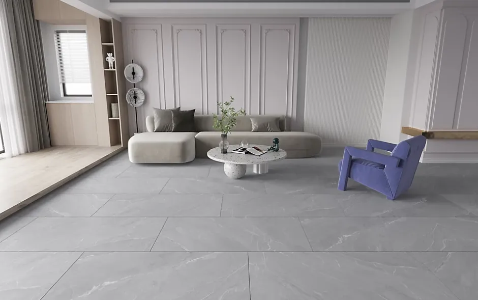 Limcaro Carrelage sol / mur effet marbre gris LAGOM GREY l.60 x L.120 cm Mat