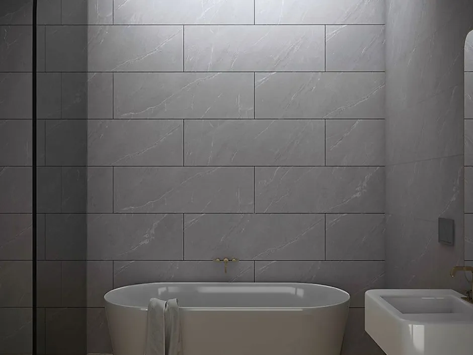 Limcaro Carrelage sol / mur effet marbre gris LAGOM GREY l.60 x L.120 cm Mat