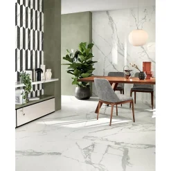 Carrelage sol / mur effet marbre blanc 120X120 cm - SCULTOREA statuario vena argento J452-Aelle Carrelage Best