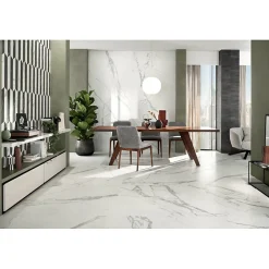 Carrelage sol / mur effet marbre blanc 120X120 cm - SCULTOREA statuario vena argento J452-Aelle Carrelage Best