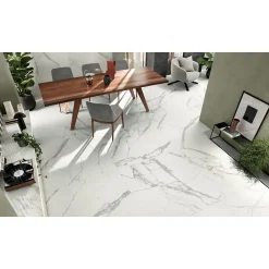 Carrelage sol / mur effet marbre blanc 120X120 cm - SCULTOREA statuario vena argento J452-Aelle Carrelage Best