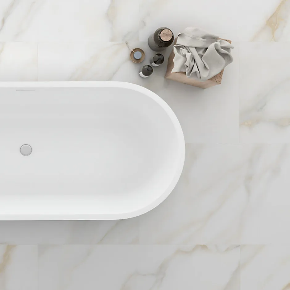 Aelle Carrelage Carrelage sol / mur effet marbre blanc et beige 60x120 cm mate - MYK-CARLO GOLD