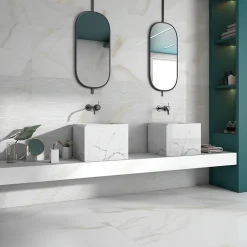 Aelle Carrelage Carrelage sol / mur effet marbre blanc et beige 60x120 cm mate - MYK-CARLO GOLD