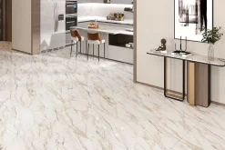 Limcaro Carrelage sol / mur effet marbre blanc ZEBRINO GOLD l.60 x L.120 cm Brillant