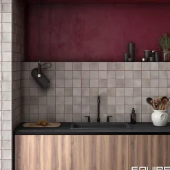 carrelage sol / mur effet zellige bejmat gris 10x10 cm mate ARGILE CONCRETE-Aelle Carrelage Discount