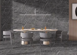 Carrelage sol / mur effet marbre anthracite TESSINO BLACK l.60 x L.120 cm Mat-Limcaro Outlet