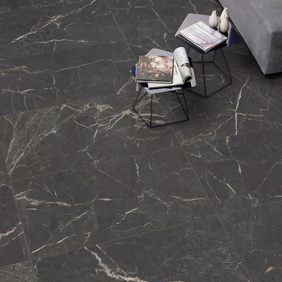 Aelle Carrelage Carrelage sol / mur effet marbre noir 60x120 cm mate - MYK- ST LAURENT