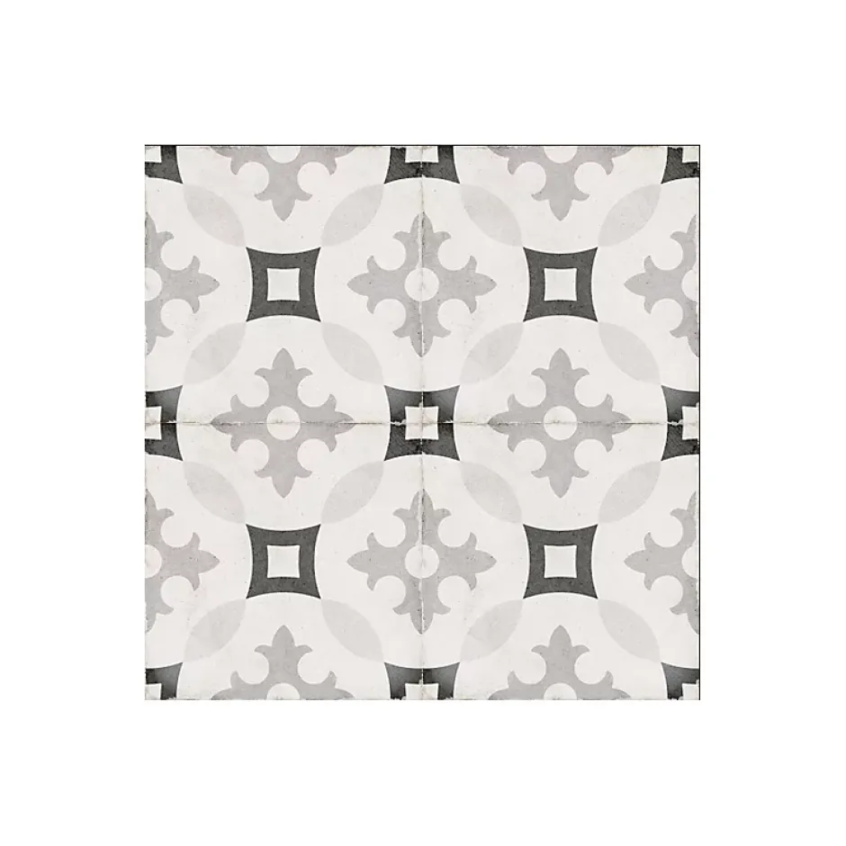 Carrelage sol / mur effet ciment motif gris 20x20 cm ART NOUVEAU KARLSPLATZ GREY-Aelle Carrelage Hot