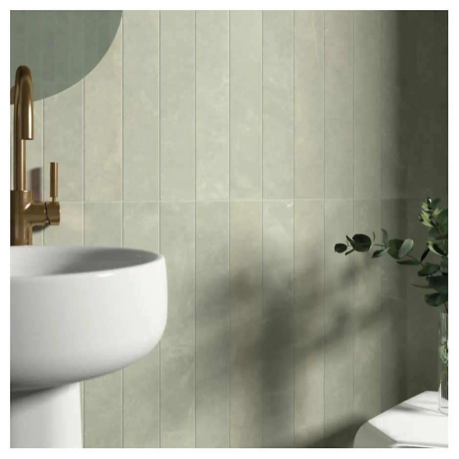 carrelage sol / mur effet marbre vert 7,5x60 cm - MARMONIS MATCHA-Aelle Carrelage New