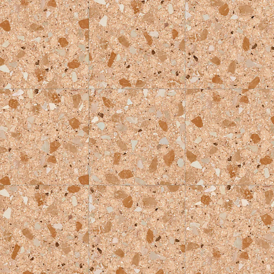 Aelle Carrelage Carrelage sol / mur effet terrazzo brillant 80x80 cm MONACO R ROJIZO PULIDO