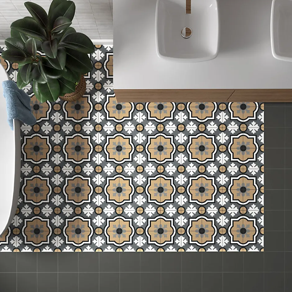 Carrelage sol / mur effet ciment à motif 20x20 cm RIVOLI - MONACO GRIS-Aelle Carrelage New