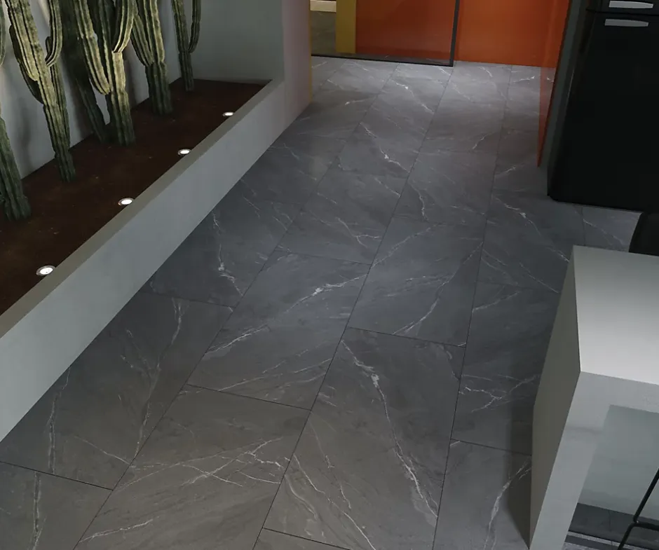 Carrelage sol / mur effet marbre gris LAGOM ANTHRACITE l.60 x L.120 cm Mat-Limcaro