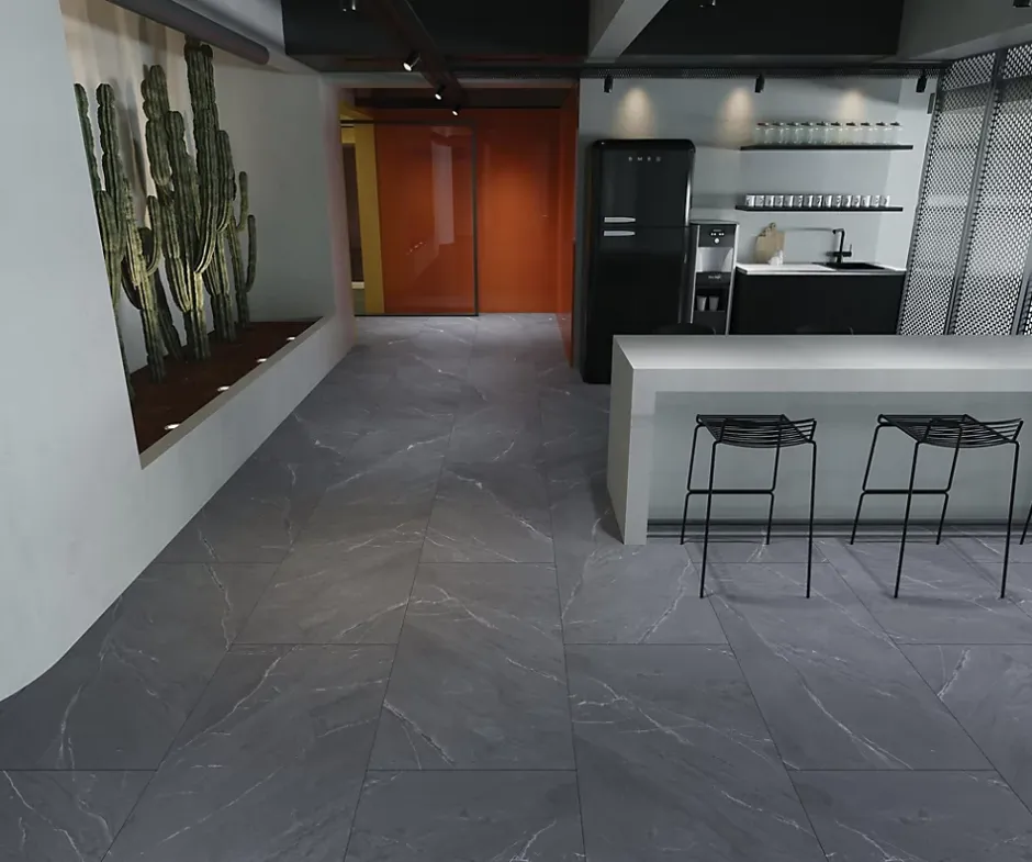 Carrelage sol / mur effet marbre gris LAGOM ANTHRACITE l.60 x L.120 cm Mat-Limcaro