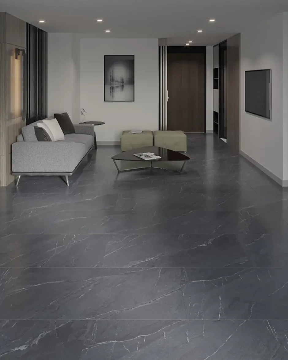 Carrelage sol / mur effet marbre gris LAGOM ANTHRACITE l.60 x L.120 cm Mat-Limcaro