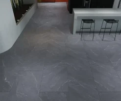 Carrelage sol / mur effet marbre gris LAGOM ANTHRACITE l.60 x L.120 cm Mat-Limcaro