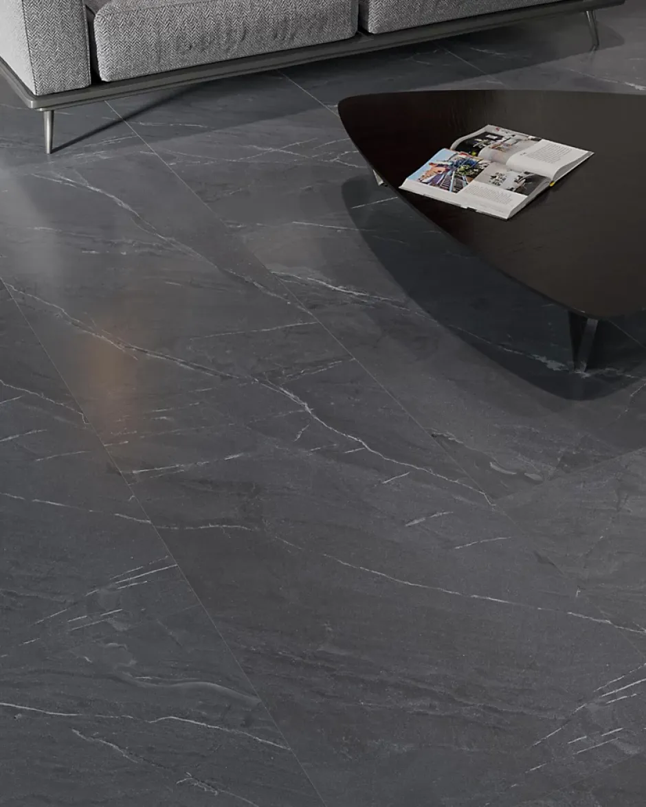 Carrelage sol / mur effet marbre gris LAGOM ANTHRACITE l.60 x L.120 cm Mat-Limcaro