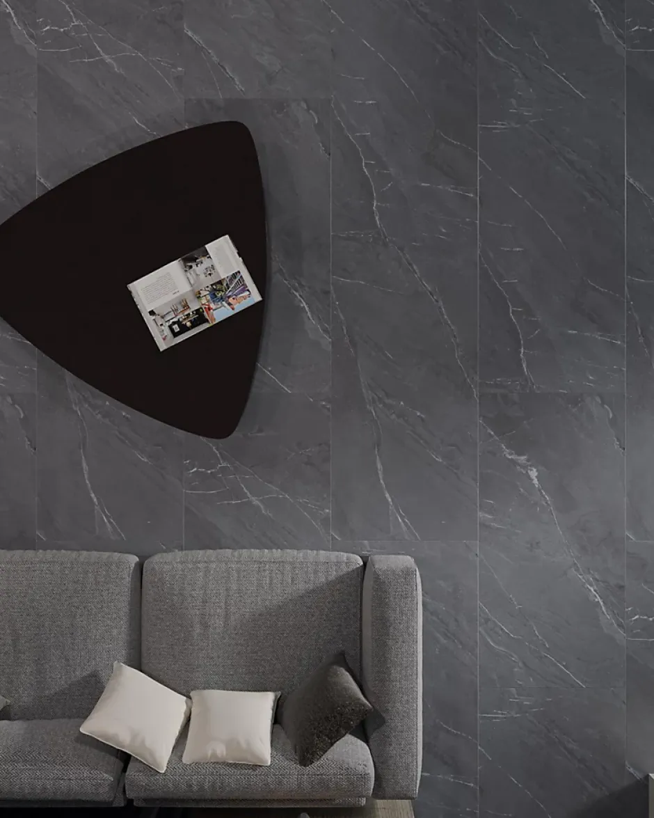 Carrelage sol / mur effet marbre gris LAGOM ANTHRACITE l.60 x L.120 cm Mat-Limcaro