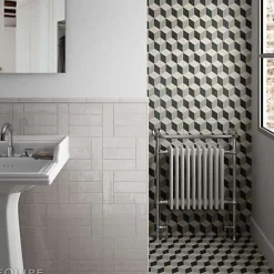 Carrelage sol / mur effet béton design chevron beige 60x120 cm SEINE RILSE CREMA-Aelle Carrelage Best