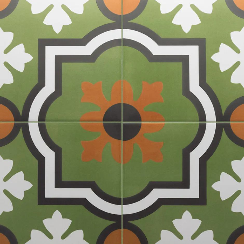 Carrelage sol / mur effet ciment à motif 20x20 cm RIVOLI - MONACO VERDE-Aelle Carrelage Online