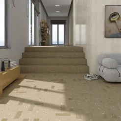 Eiffel art construction Carrelage sol / mur effet terrazzo 80x80 cm Croccante-R Nuez (vendu par boite de 1.28m2)