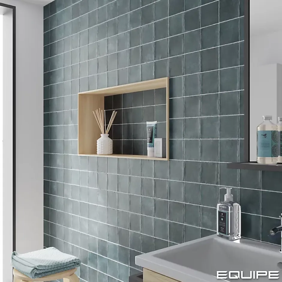 carrelage sol / mur effet zellige bejmat bleu 10x10 cm mate ARGILE GLACIER 10x10 cm-Aelle Carrelage Best