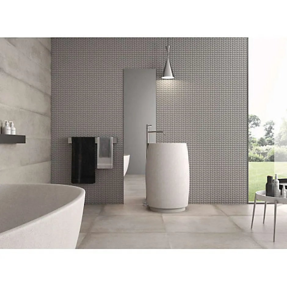 Carrelage sol / mur effet métal blanc 45x90 cm IONIC WHITE-Aelle Carrelage New