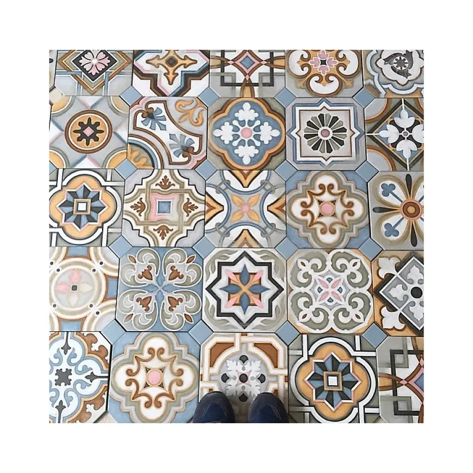 Aelle Carrelage Carrelage sol / mur effet ciment patchwork 20x20 cm VODEVIL OCTOGONO MUSICHALLS