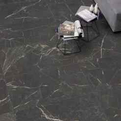 Carrelage sol / mur effet marbre noir 60x60 cm mate - MYK- ST LAURENT-Aelle Carrelage New