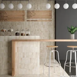 Aelle Carrelage Carrelage sol / mur effet zellige bejmat marocain 5X15 cm crème mate 5X15 cm COCO CANVAS MATT