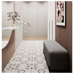 Carrelage sol / mur effet ciment motif gris 20x20 cm ART NOUVEAU OPERA GREY-Aelle Carrelage