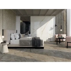 Aelle Carrelage Carrelage sol / mur effet marbre beun et gris 60x120 cm - SCULTOREA River grey J650