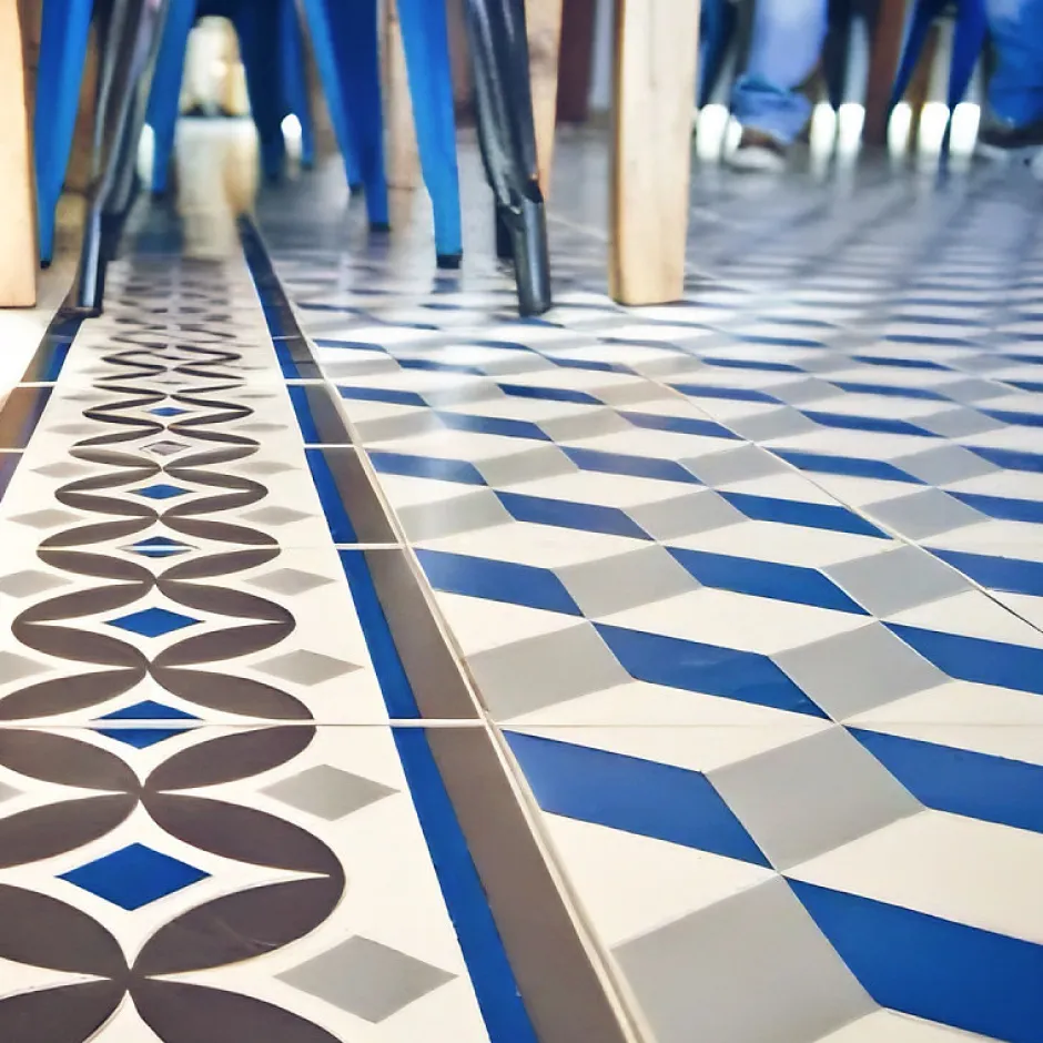 Carrelage sol / mur effet ciment motif cube 20x20 cm 1900 GÜELL 1-Aelle Carrelage Outlet