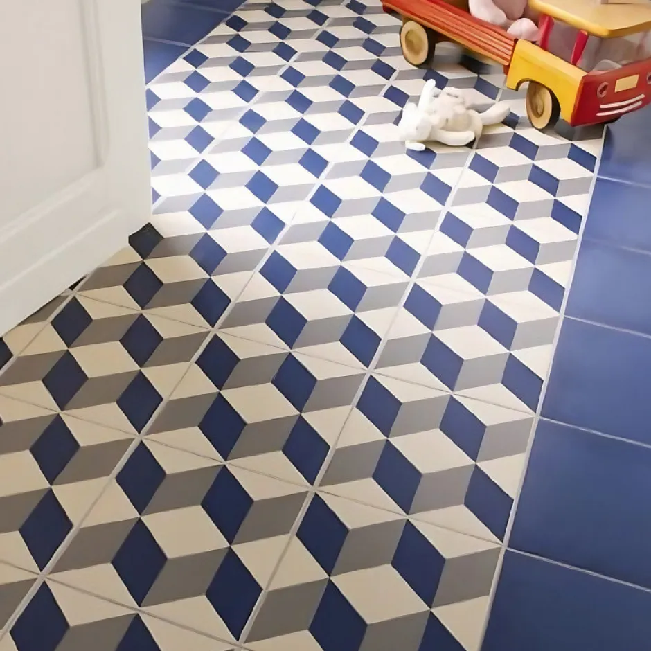 Carrelage sol / mur effet ciment motif cube 20x20 cm 1900 GÜELL 1-Aelle Carrelage Outlet