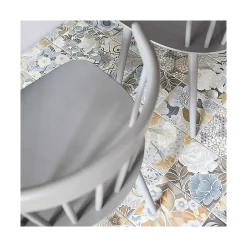 Aelle Carrelage Carrelage sol / mur effet ciment 20x20 cm VODEVIL FLORE GRIS PATCHWORK