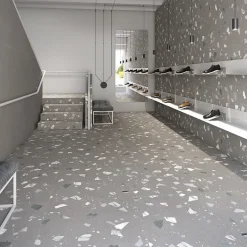 Carrelage sol / mur effet terrazzo 80x80 cm RIBE R ANTHRACITA(vendu par boite de 1.28m2)-Eiffel art construction