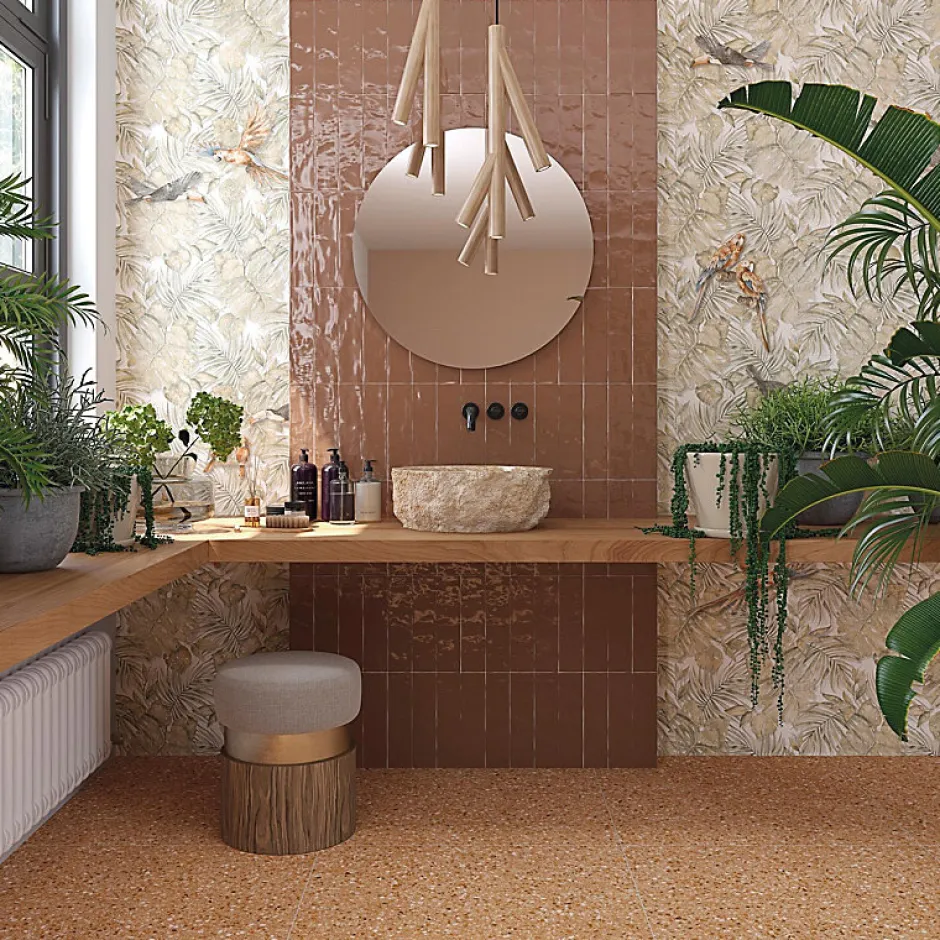 Carrelage sol / mur effet terrazzo 80x80 cm NIZA-R Rojizo-Aelle Carrelage