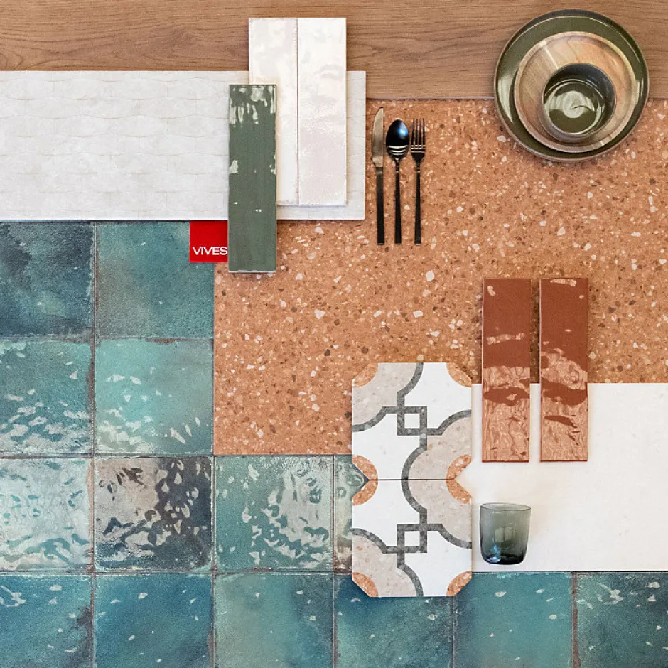 Carrelage sol / mur effet terrazzo 80x80 cm NIZA-R Rojizo-Aelle Carrelage