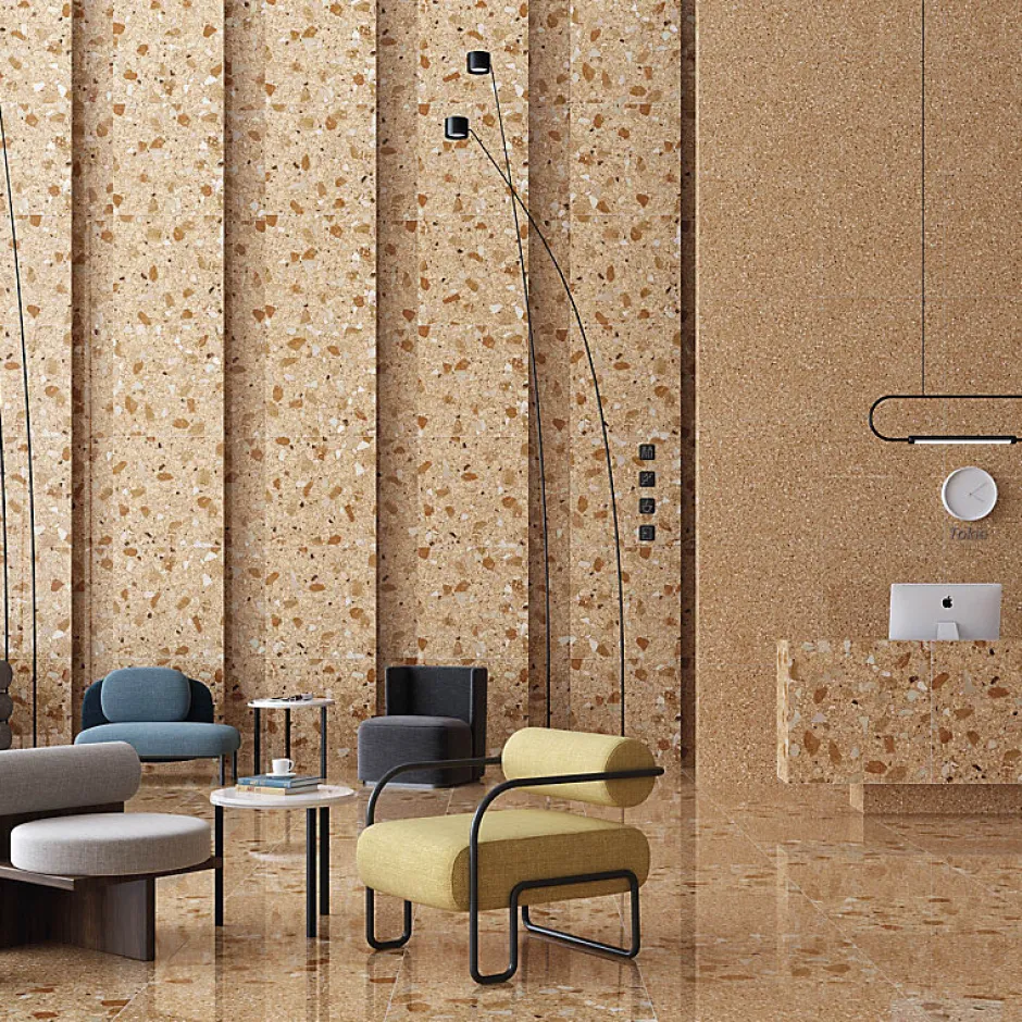 Carrelage sol / mur effet terrazzo 80x80 cm NIZA-R Rojizo-Aelle Carrelage