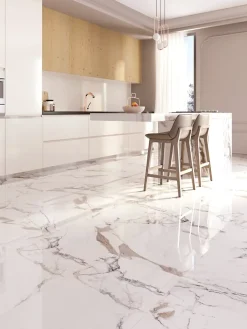 Limcaro Carrelage sol / mur effet marbre beige PAONAZZO BRILLANT l.60 x L.120 cm Brillant