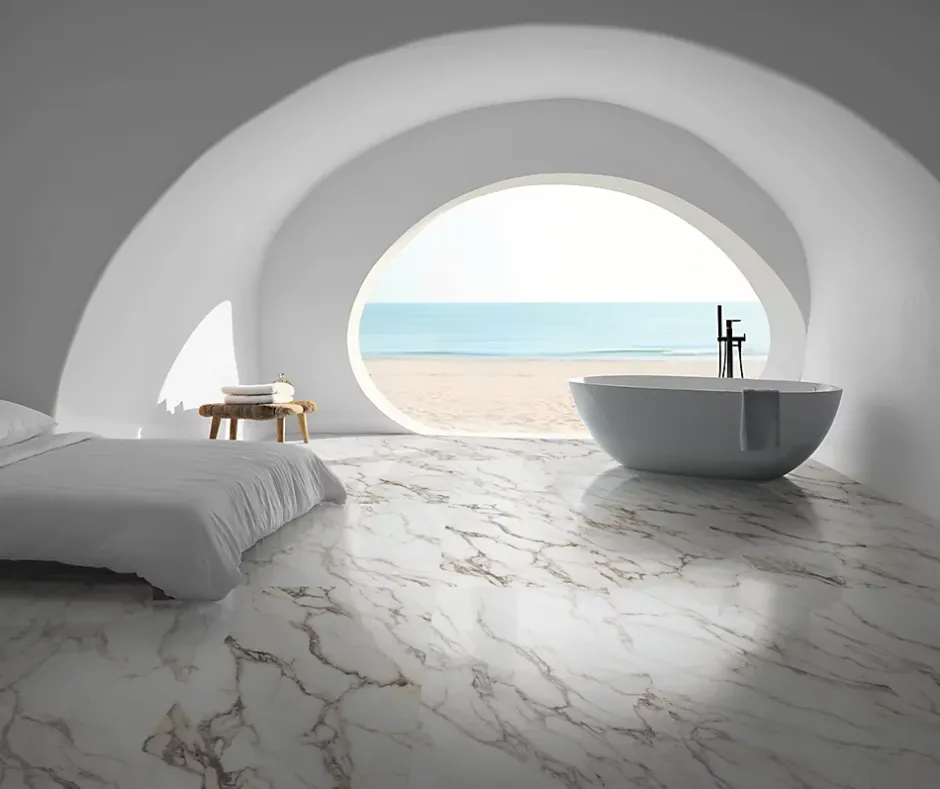 Limcaro Carrelage sol / mur effet marbre blanc OBRANO l.60 x L.120 cm Brillant