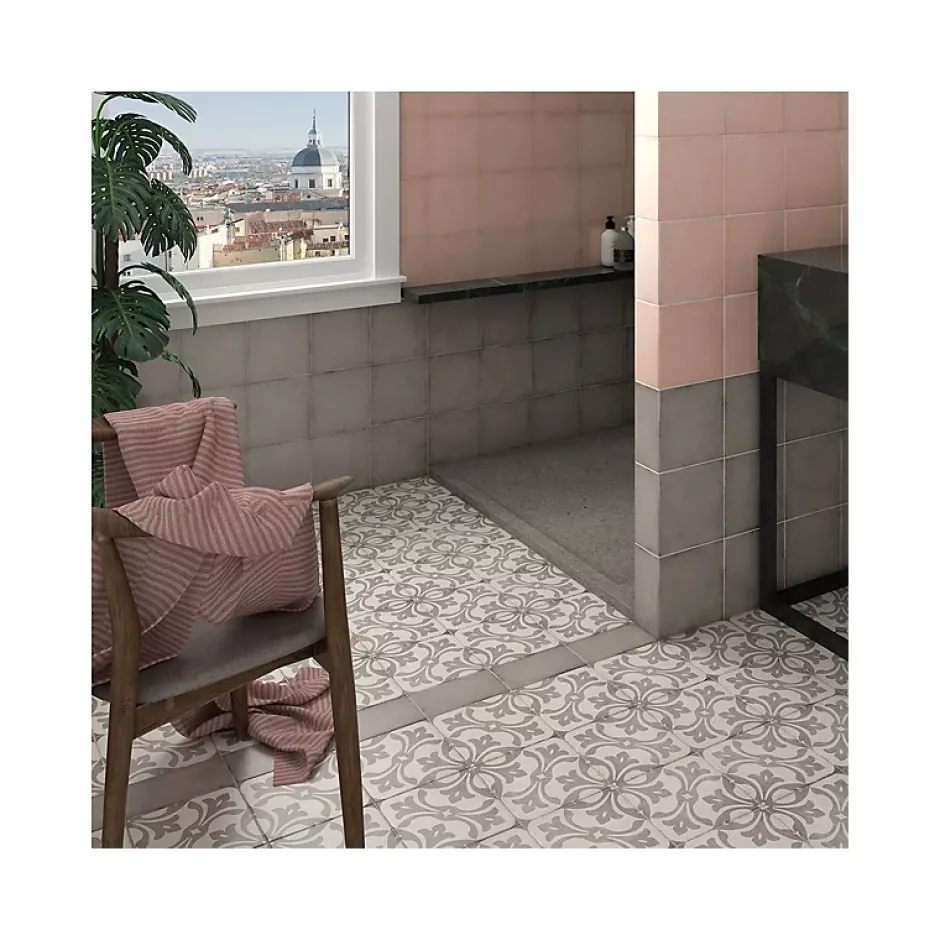 Aelle Carrelage Carrelage sol / mur effet ciment motif gris 20x20 cm ART NOUVEAU LA RAMBLA GREY