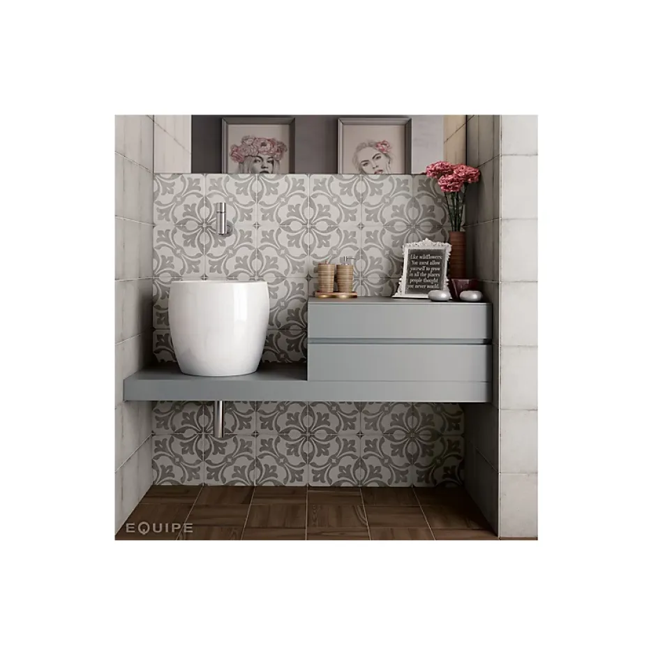 Aelle Carrelage Carrelage sol / mur effet ciment motif gris 20x20 cm ART NOUVEAU LA RAMBLA GREY