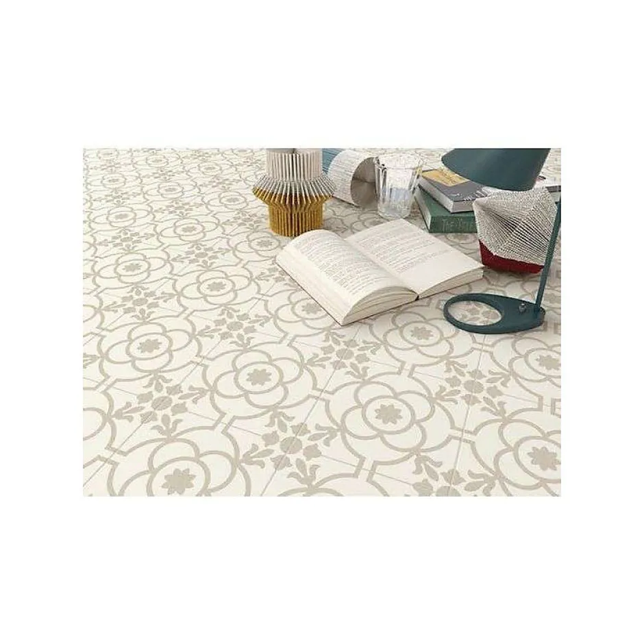 Aelle Carrelage Carrelage sol / mur effet ciment 20x20 cm SVENSKA BLOMKNOPP BONE
