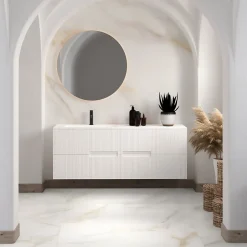 Aelle Carrelage Carrelage sol / mur effet marbre blanc et beige 60x120 cm Brillant - MYK-CARLO GOLD