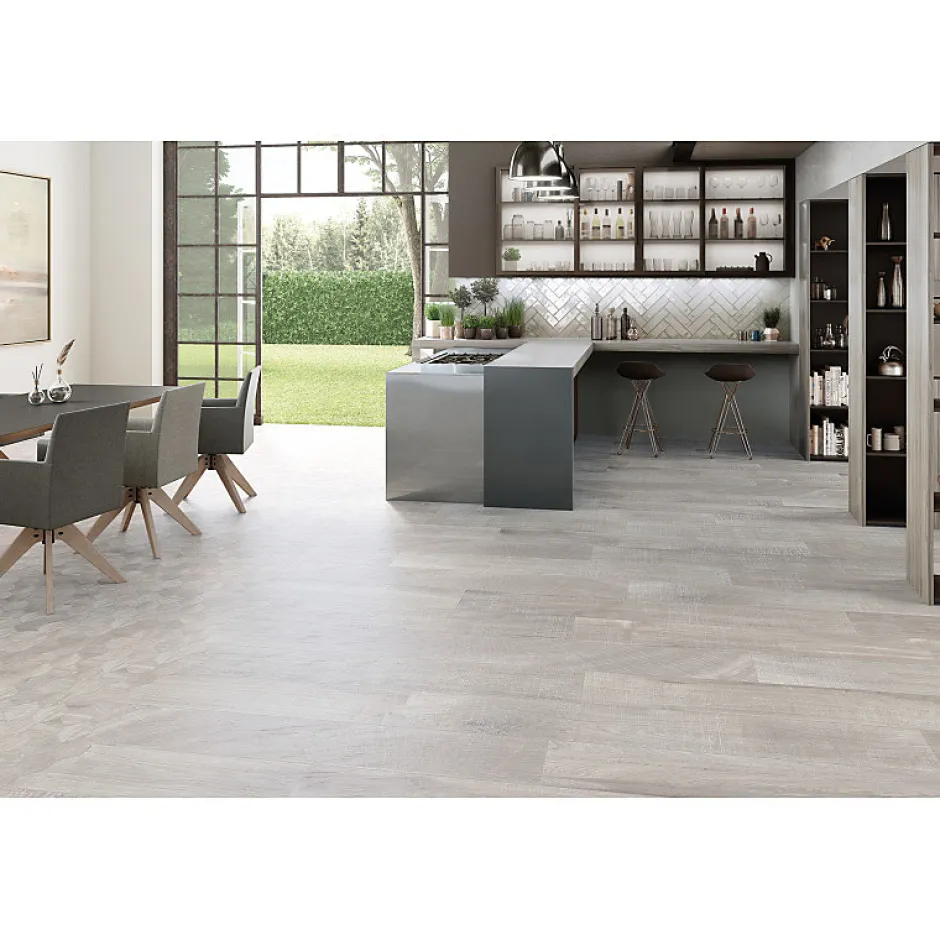 Carrelage sol / mur effet bois 20x120 cm ARTWOOD GREY(vendu par boite de 1.44m2)-Eiffel art construction Outlet