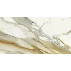 Aelle Carrelage Carrelage sol / mur effet marbre beige et gris 60x120 cm - SCULTOREA calacatta vena antica J401