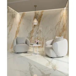 Aelle Carrelage Carrelage sol / mur effet marbre beige et gris 60x120 cm - SCULTOREA calacatta vena antica J401