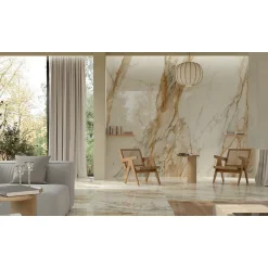 Aelle Carrelage Carrelage sol / mur effet marbre beige et gris 60x120 cm - SCULTOREA calacatta vena antica J401