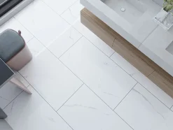 Limcaro Carrelage sol / mur effet marbre blanc BIANCO RIVER BRILLANT l.60 x L.120 cm Brillant
